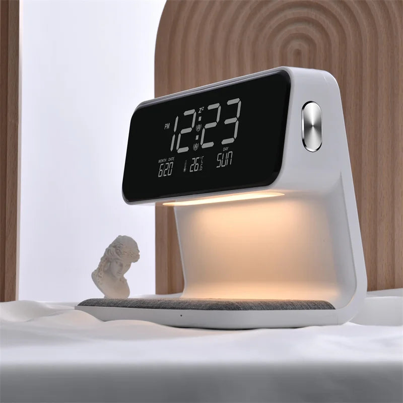 3 In 1 Bedside Lamp Wireless Charging, Alarm Clock.